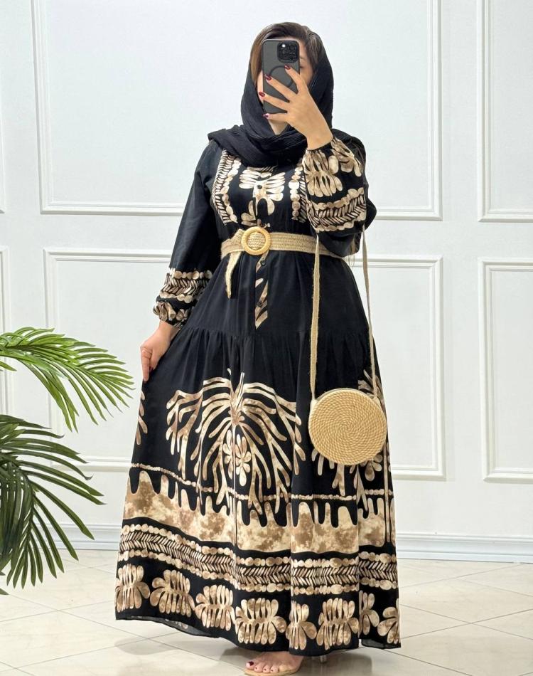 پیراهن نخی طرح ترک نخل