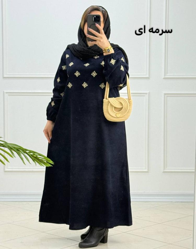 پیراهن مخمل کبریتی پروانه