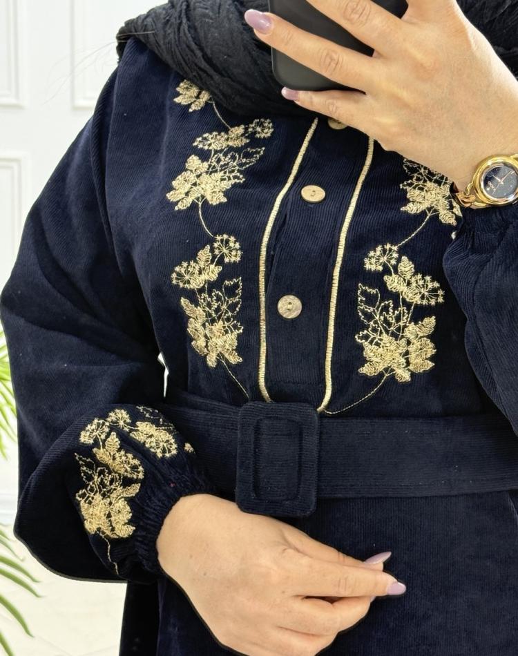 پیراهن مخمل کبریتی خوشه