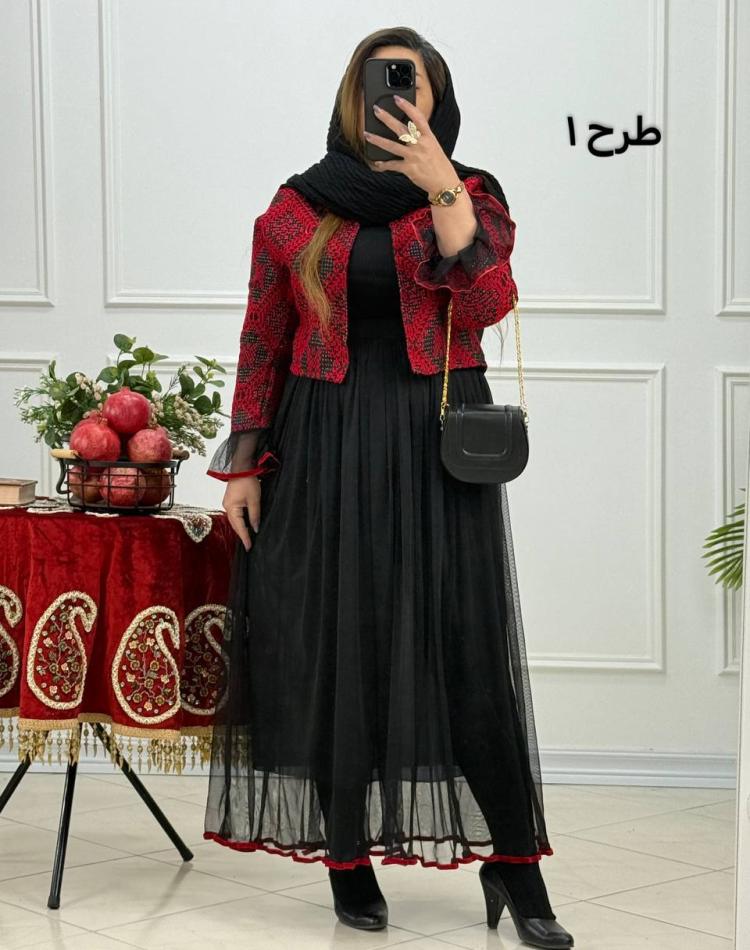 ست یلدایی کت تافته و دامن تور