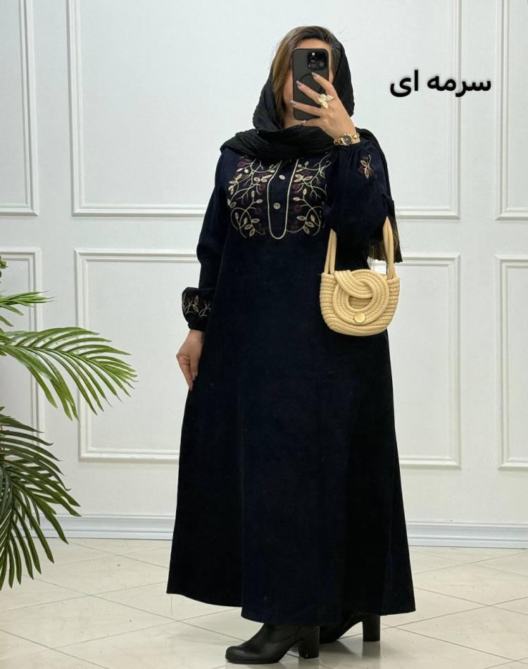 پیراهن مخمل کبریتی گندم