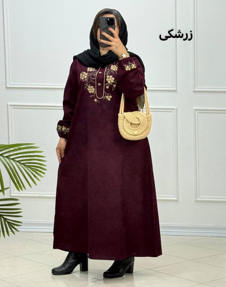 پیراهن مخمل کبریتی بنفشه