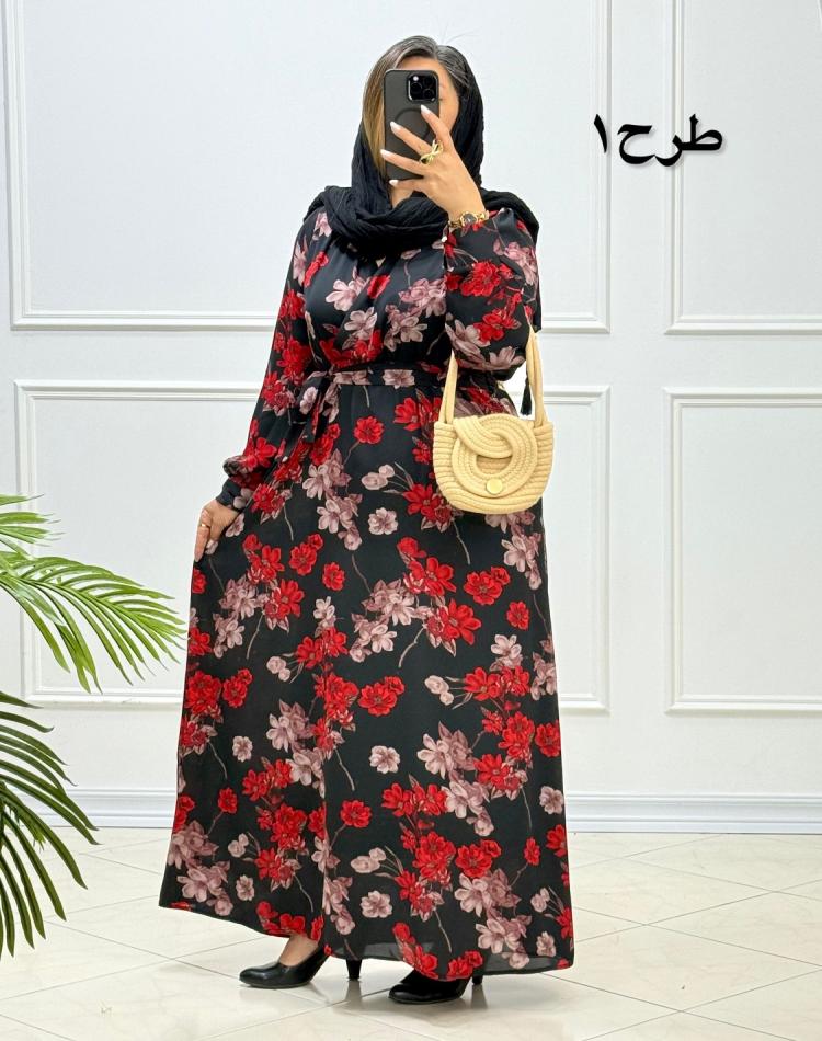 پیراهن حریر گل رز