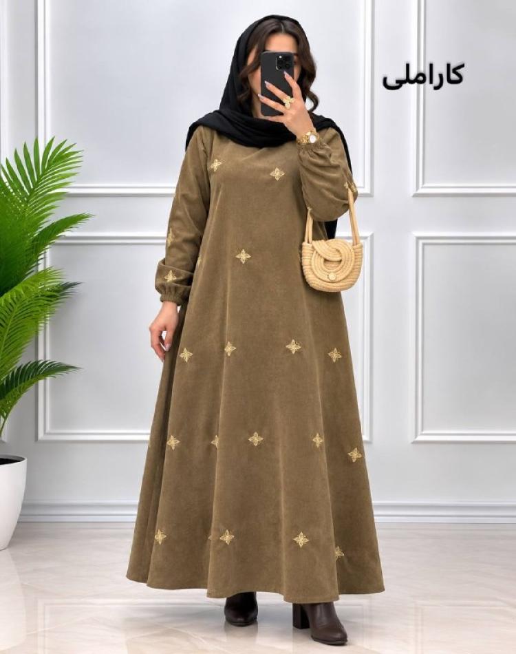 پیراهن مخمل کبریتی آذین